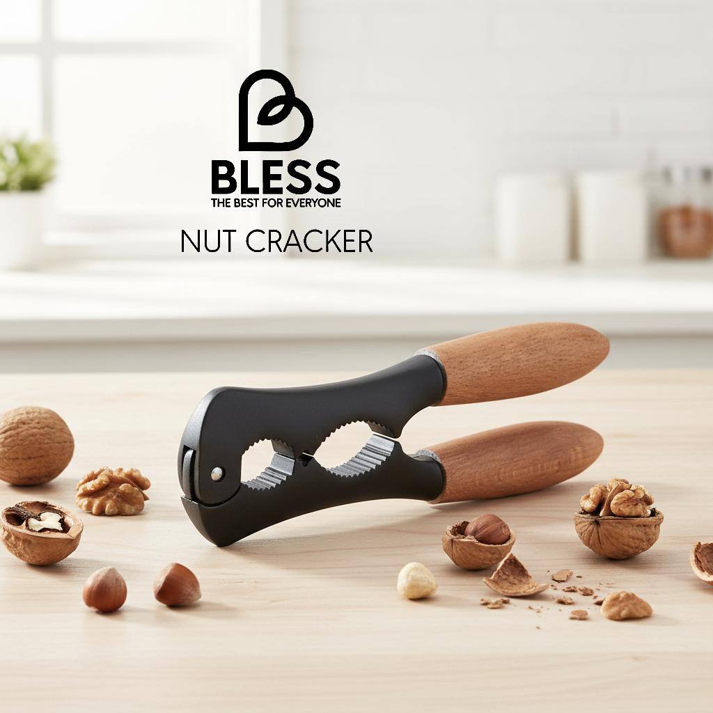 Cracker_06 فندق و بادام شکن دسته چوبی BLESS ساخته شده از استیل مقاوم با دسته چوب راش، مناسب شکستن انواع مغزها