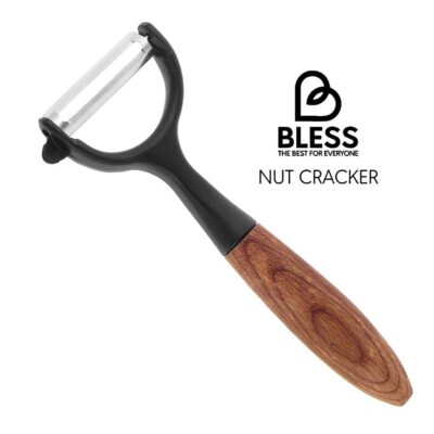 پوست کن کمانی دسته چوبی BLESS کد 1610 مدل مشکی با تیغه تیز و دسته چوب راش