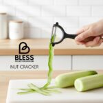 پوست کن کمانی دسته چوبی BLESS کد 1610 مدل مشکی با تیغه تیز و دسته چوب راش